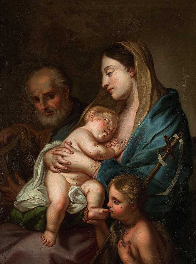 圣洁的家庭和施洗约翰`The Holy Family with John the Baptist by Francesco Trevisani