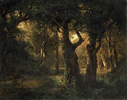 森林屋内`Interior of a Forest (1850) by Alexandre Calame