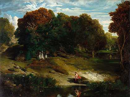 在森林里`In the Forest (1841) by Celestin Nanteuil