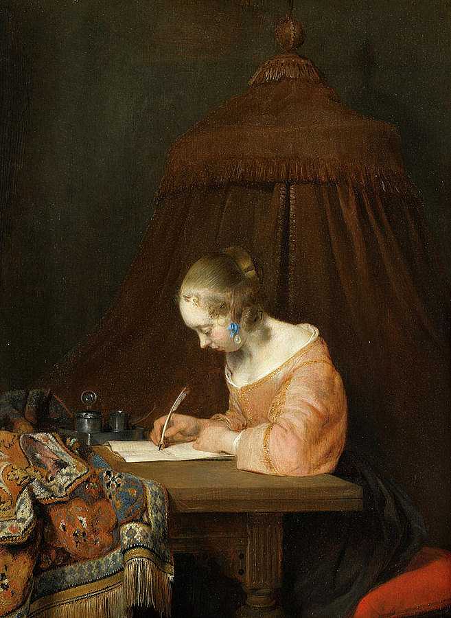 写信的女人`Woman Writing a Letter by Gerard ter Borch