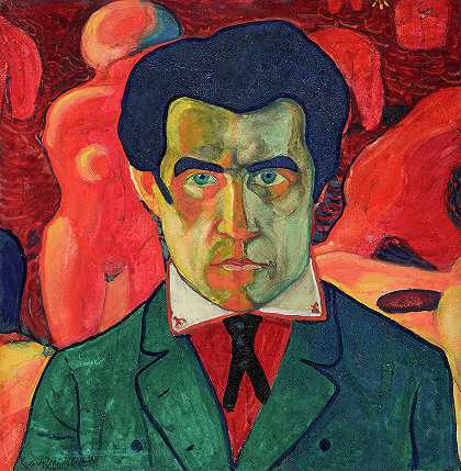 自画像，1910年`Self Portrait, 1910 by Kazimir Malevich