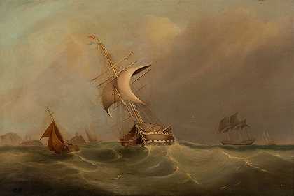 海上船只`Ships at Sea (19th Century) by English School