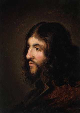 一个人的侧面肖像`Portrait of a Man in Profile by Govaert Flinck