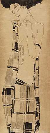 站立的女孩，1910年`Standing Girl, 1910 by Egon Schiele