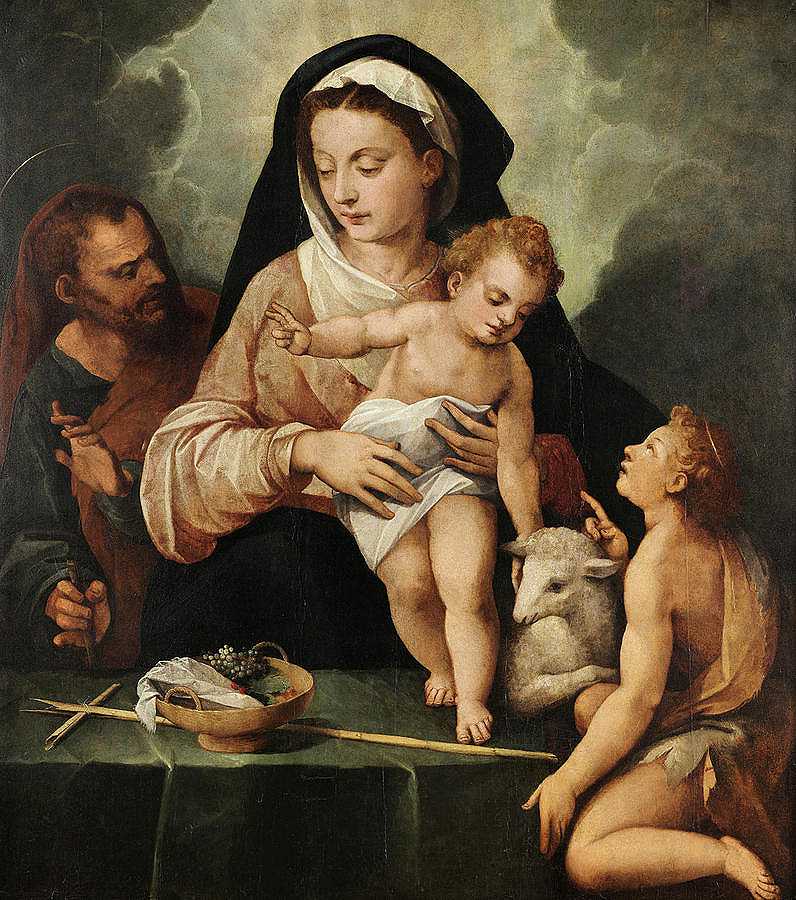 圣约翰浸信会的神圣家庭`The Holy Family with the Saint John the Baptist by Andres de la Concha