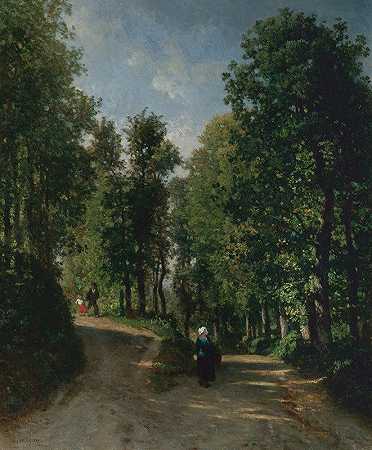 林中之路`Road in the Woods (mid~1840s) by Constant Troyon