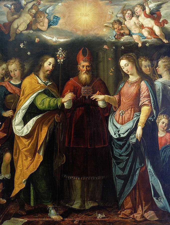 女子的订婚`The Betrothal of the Virgin by Sebastian Lopez de Arteaga