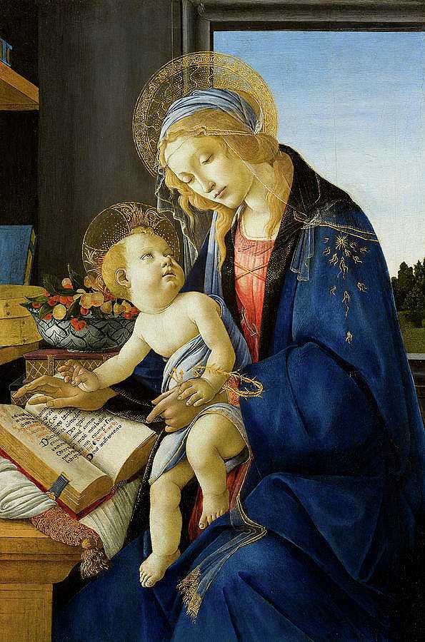 圣母与圣子，书中的圣母`The Virgin and Child, The Madonna of the Book by Sandro Botticelli