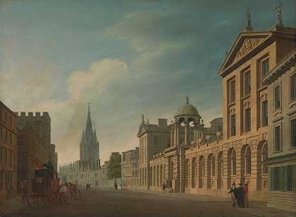 牛津大街`High Street, Oxford by Thomas Malton the Younger