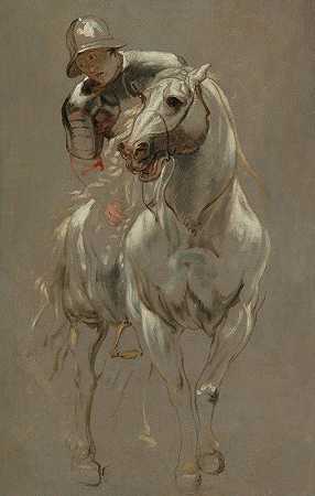 身穿盔甲骑马的士兵`A Soldier In Armour On Horseback by Follower of Anthony van Dyck