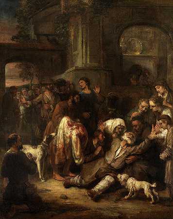 雅各布展示了约瑟夫的血淋淋的外套`Jacob Shown Joseph\’s Bloody Coat by Circle of Rembrandt van Rijn
