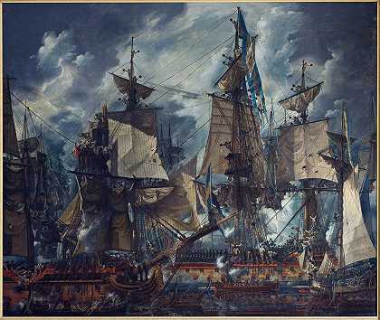 霍格兰德的胜利`La Victoire d´Hogland (1794) by Louis Jean Desprez