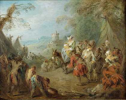 营地（士兵停止）`Encampment (Soldiers Halt) by Jean-Baptiste Pater