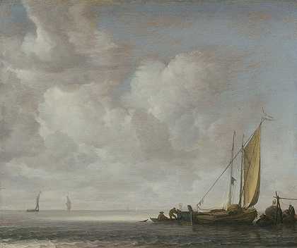 平静的大海`Calm Sea (after 1640) by Simon de Vlieger