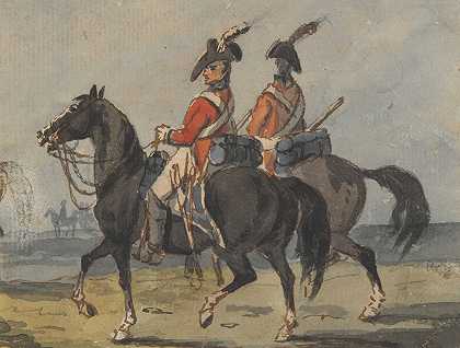皇家马卫队的两名成员`Two Members of Royal Horse Guard by Johann Conrad Gessner