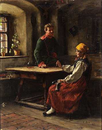 农民军官`Officer with Peasant (1887) by Emil Rau