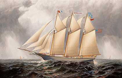 三桅纵帆船Rosa Eppinger`The three masted schooner Rosa Eppinger by Elisha Taylor Baker