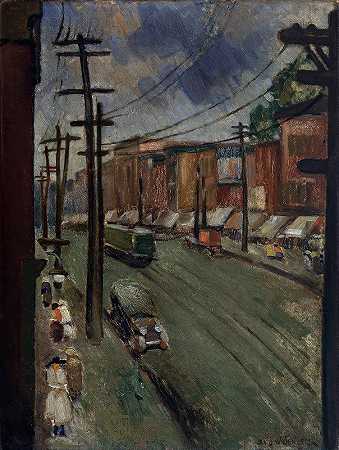 蒙特利尔大街`Main Street, Montreal (1928) by Louis Wiesenberg