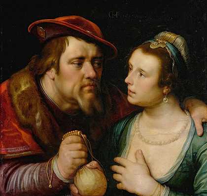 不平等的恋人`The Unequal Lovers (1619) by Cornelis Cornelisz Van Haarlem