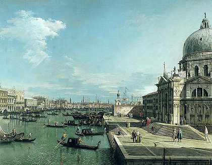 大运河和圣玛丽亚教堂的入口向人们致敬`The Entrance to the Grand Canal and the church of Santa Maria della Salute by Canaletto
