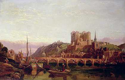 索穆尔，卢瓦尔河谷边`Saumur, by the Loire Valley by George Clarkson Stanfield