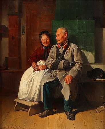 一对老年夫妇`An Elderly Couple (1868) by Friedrich Friedländer