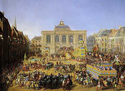 1846年圣奥马尔的科梅斯`The Kermesse at Saint-Omer in 1846 by Auguste Jacques Regnier