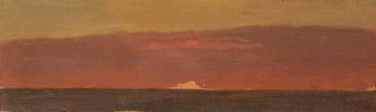 冰山海景`Seascape with Iceberg (1859) by Frederic Edwin Church