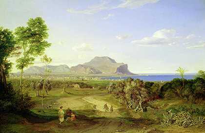 巴勒莫全景`View over Palermo by Carl Rottmann