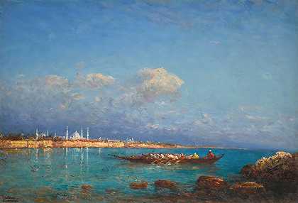 马尔马拉海的君士坦丁堡`Constantinople From The Sea Of Marmara by Félix Ziem