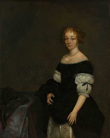 阿莱塔·潘克拉斯（1649-1707）弗朗索瓦·德维克的妻子`Aletta Pancras (1649~1707) Wife of François de Vicq (1670) by Gerard ter Borch