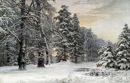 清晨的冬季景观`Winter Landscape At Early Morning by Anders Andersen-Lundby