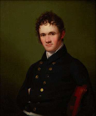 刘易斯·沃林顿指挥官画像`Portrait of Commander Lewis Warrington (1801~02) by Rembrandt Peale