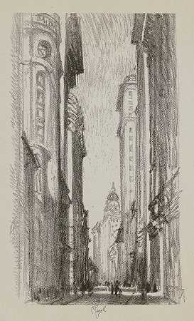拿骚街`Nassau Street (1905) by Joseph Pennell