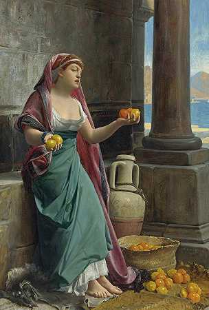 柑橘卖家`The Citrus Seller (1878) by Jean Lecomte du Nouÿ