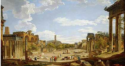 罗马论坛景观`View of the Roman Forum by Giovanni Paolo Panini