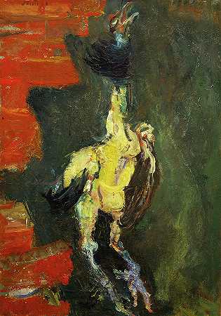 挂在砖墙前的鸡`Chicken Hanging Before a Brick Wall by Chaim Soutine