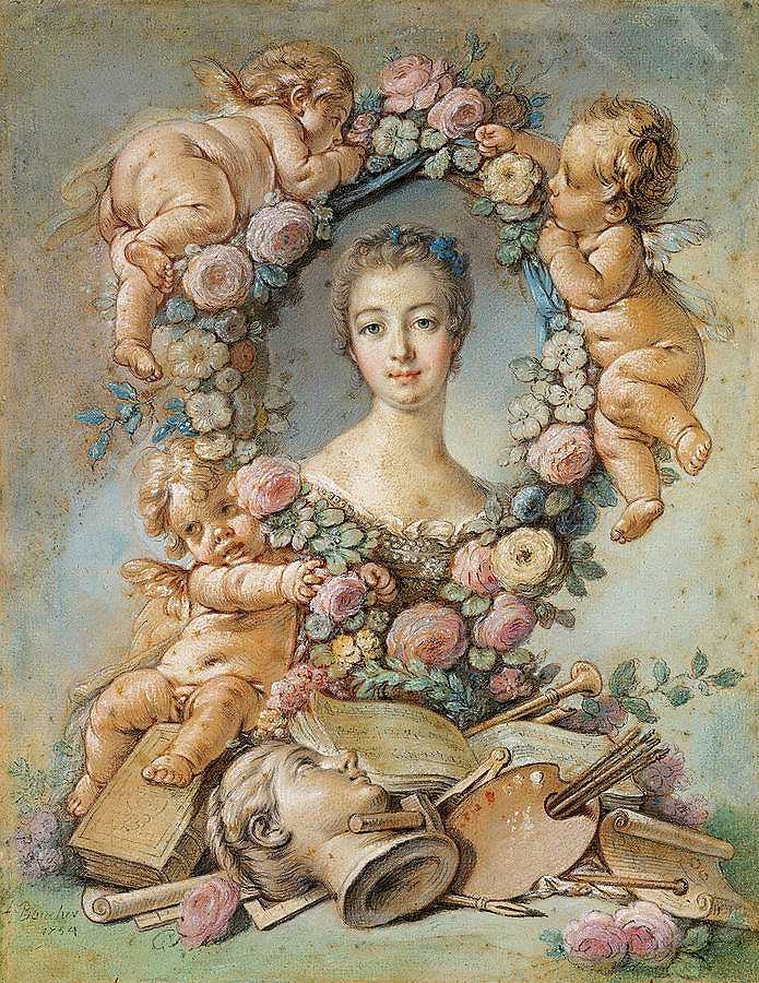 蓬帕杜夫人`Madame de Pompadour by Francois Boucher