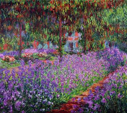 吉维尼的艺术家花园，1900年`The Artist\’s Garden at Giverny, 1900 by Claude Monet