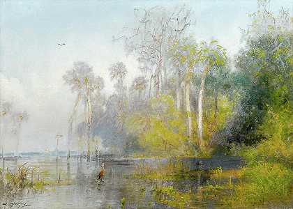 大沼泽地景观`Everglade Landscape by Hermann Herzog