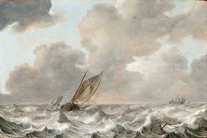 微风中的船只`Vessels in a Moderate Breeze (circa 1629) by Jan Porcellis