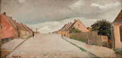巴克加德一世希勒德`Bakkegade i Hillerød (1884) by Albert Gottschalk