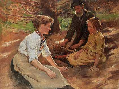 家庭野餐`A family picnic by Stanhope Alexander Forbes