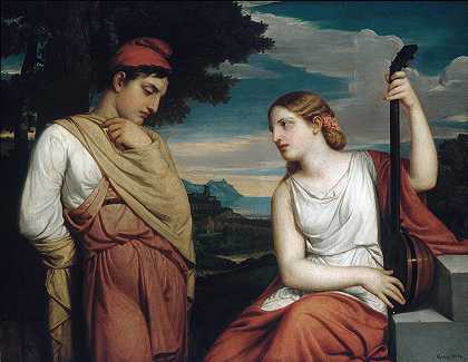 希腊恋人`The Greek Lovers (1846) by Henry Peters Gray