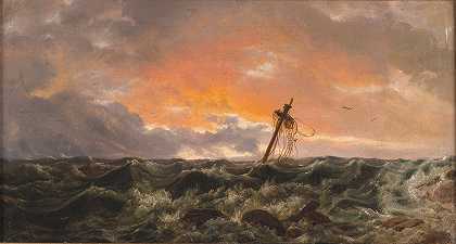 海景与沉船`Seascape with a Wreck (1831) by Johan Christian Dahl