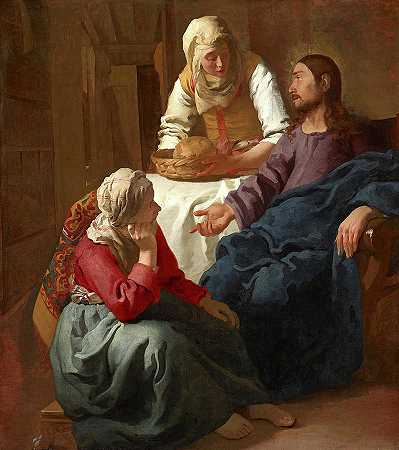 基督在玛莎和玛丽的家里`Christ in the House of Martha and Mary by 维米尔