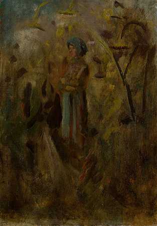 田野上的女孩`Girl on a Field (1900 – 1910) by Ladislav Mednyánszky