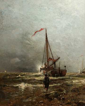 荷兰海岸`Coast of Holland (1882) by Arthur Quartley