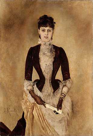 伊莎贝拉·赖泽肖像`Portrait Of Isabella Reisser (1885) by Anton Romako