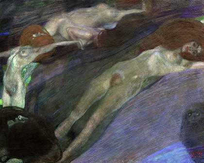 《流动的水》，1898年`Moving Water, 1898 by Gustav Klimt